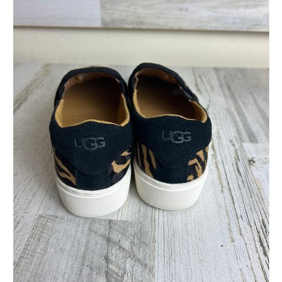 Ugg womens 7.5 Cahlvan tiger slip on calf fur suede leather sneaker comfort shoe - Picture 5 of 9